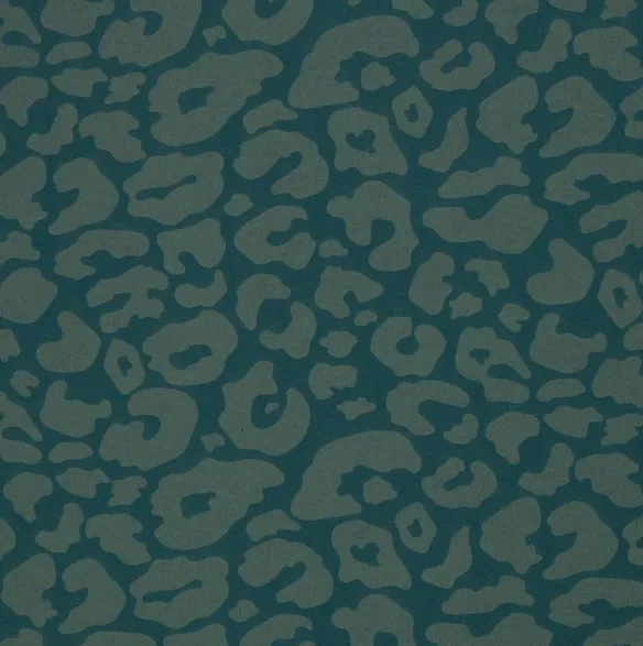 Fleece groenblauw met panterpatroon